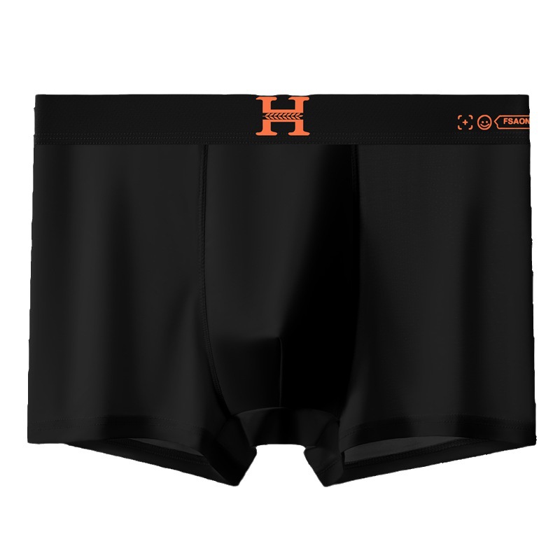 Ropa interior de seda de hielo para hombres, pantalones bóxer para niños, antibacterianos y sin costuras, pantalones cortos bóxer finos de verano transpirables, bragas para hombres