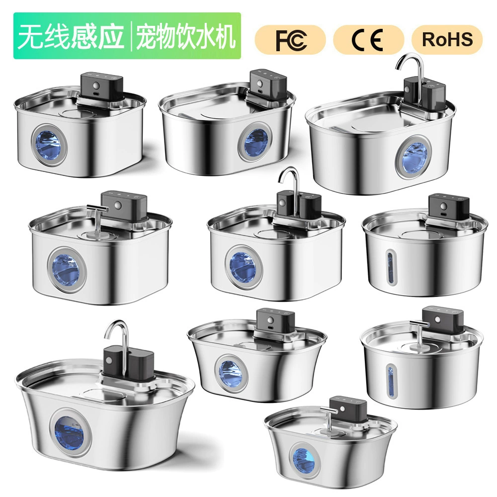 Автоматическая поилка для животных из нержавеющей стали 3,2 л, с функцией циркуляции воды, без подключения к сети, для кошек, с плавным потоком воды.