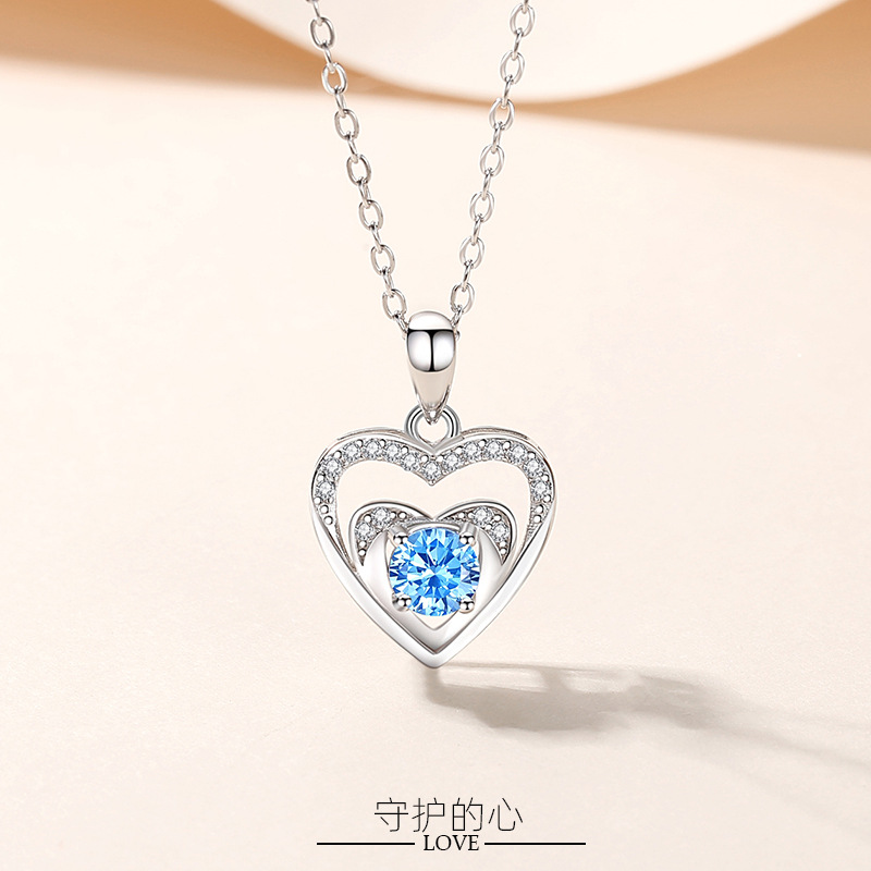 S925 collar de plata esterlina corazón eterno moda de las mujeres de lujo ligero collar en forma de corazón tiktok mismo estilo collar regalo del día de san valentín