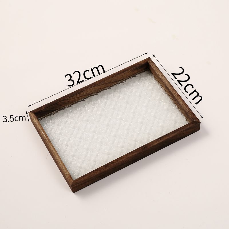 Retro begonia bandeja de flores rectangular bandeja de té casera de madera para bocadillos de té taza bandeja de té bandeja de vidrio