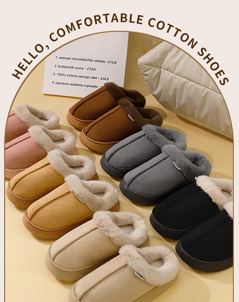 2025 New home Baotou cotton slippers for women in autumn and winter, suede indoor winter thick-soled home slippers for men pic 11