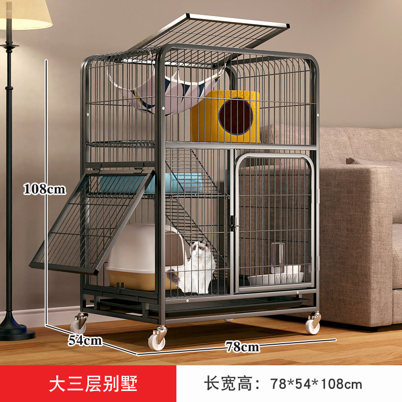 Jaula de gato de tubo cuadrado jaula de gato de tres capas de cuatro capas gato Villa gato casa gato cría jaula de hierro ventas directas de fábrica