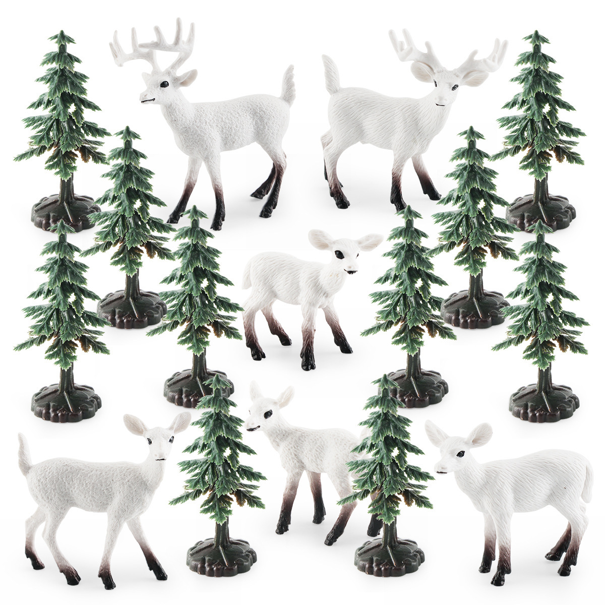 Amazon Navidad escena decoración simulación árbol de Navidad cola blanca ciervo traje arena mesa escritorio decoración modelo estático