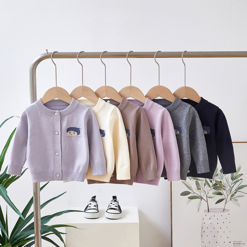 Live Supply 2025 New Children's Sweater Spring Baby Round Neck Pure Color Outwear Girls Cotton Knitted Cardigan Live Supply 2025 New Children's Sweater Spring Baby Round Neck Pure Color Outwear Girls Cotton Knitted Cardigan