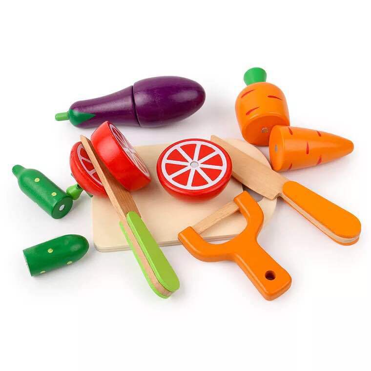Casa de juegos para niños corte de frutas y verduras corte juguetes niños y niñas bloques de construcción magnéticos de madera cocina frutas y verduras traje