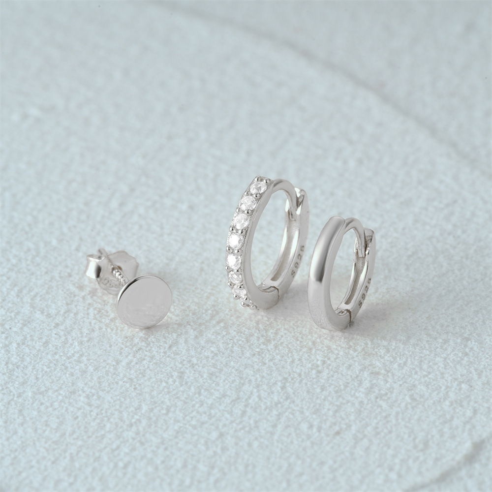 3g Weight Hoop Earrings, Ear Studs Classification 1 Set Quantity Daily Occasion 925 Sterling Silver Material Star, Butterfly Pattern Women's Gender Plating Design Simple Style Style 1 Set 925 Sterling Silver Star Butterfly Hoop Earrings Ear Studs 32
