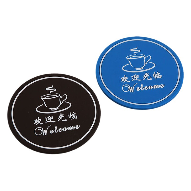 Creative Advertising hotel rubber coaster non-slip insulation pad reusable printing LOGO soft rubber coaster