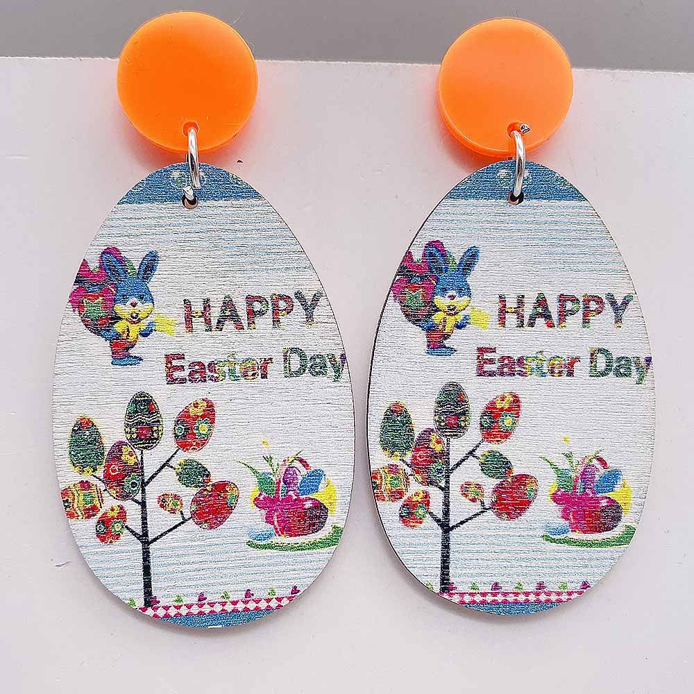 1 Pair Cute Rabbit Letter Wood Drop Earrings display picture 2