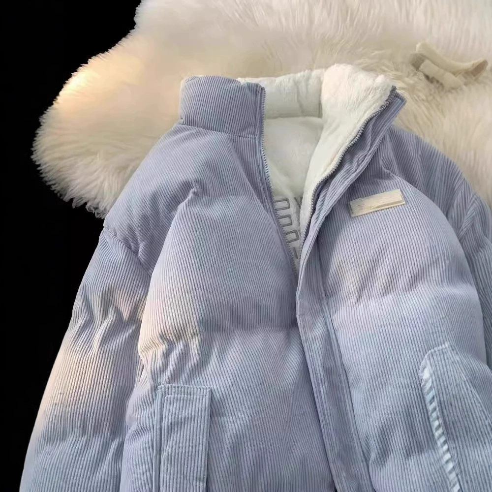 Зимняя вельветовая corduroy теплая куртка, свободный крой
