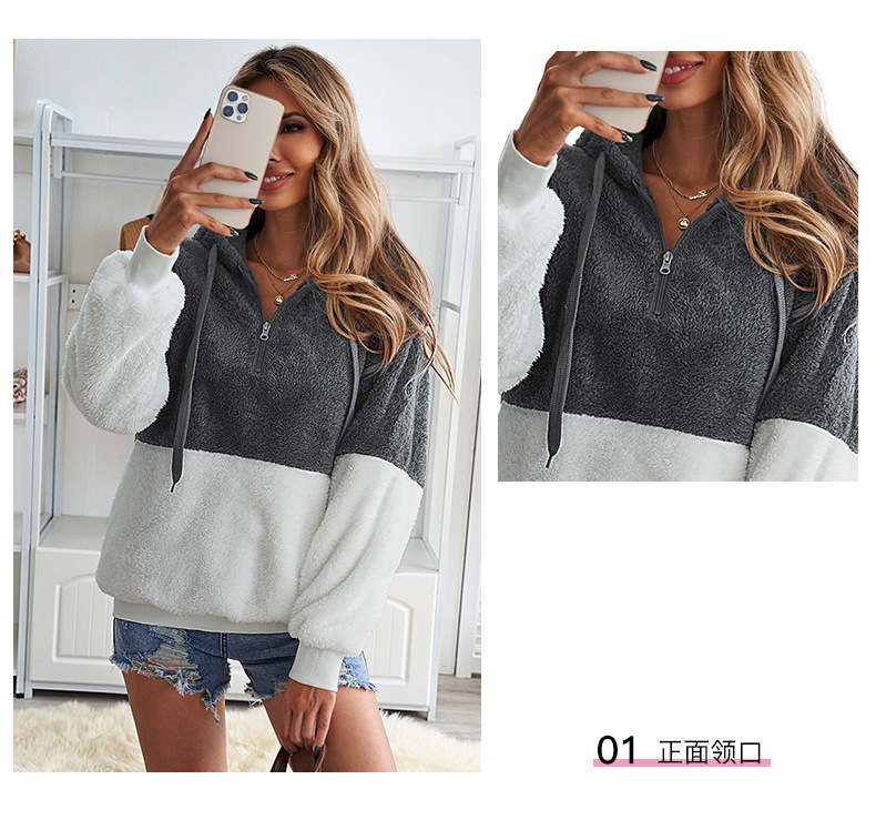 women s zipper plush hoodie nihaostyles clothing wholesale NSSI79566