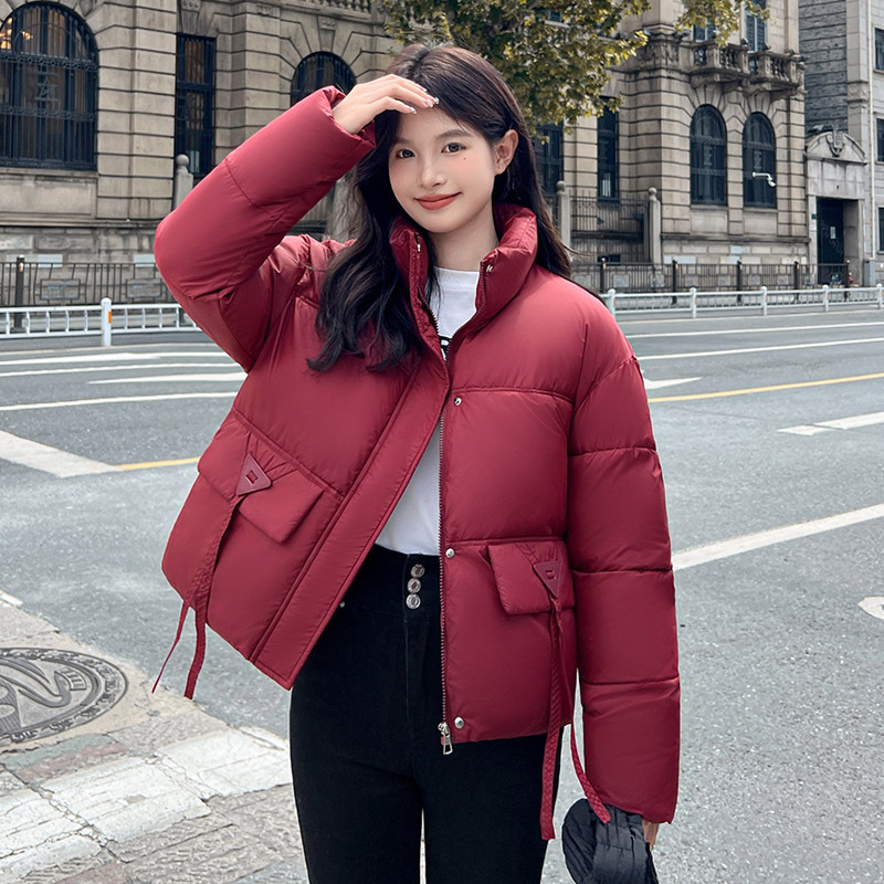 Ropa de pan corta, ropa de algodón coreana, mujer pequeña, cuello grueso, calor, atmósfera casual, abrigo de algodón de invierno image 11