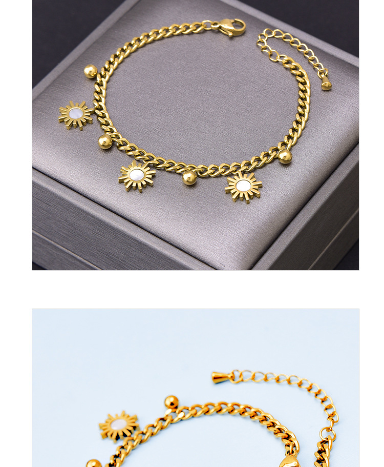 Shell Inlay Material Bracelets Classification Fashion Sun 304 Stainless Steel 18K Gold Plated Shell Stainless Steel Bracelets In Bulk