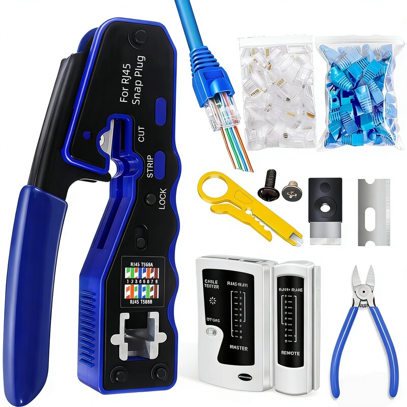 Rj45 Crimping Tool Set Rj45 Connector Ethernet Crimping Tool Through-Hole Network Cable Pliers Set Rj45 Crimping Tool Set Rj45 Connector Ethernet Crimping Tool Through-Hole Network Cable Pliers Set