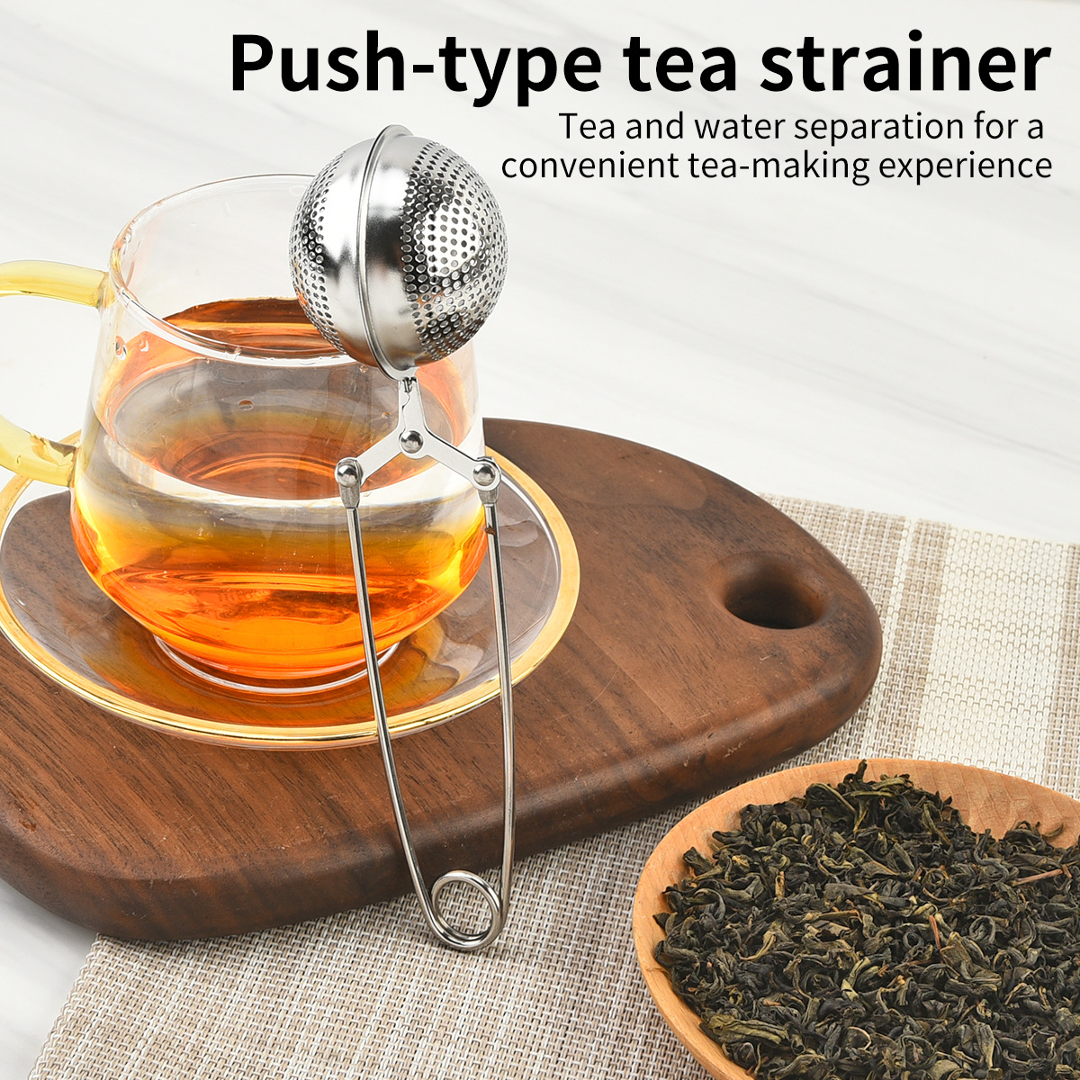 Té de oficina, hogar perezoso, fugas de té, separación de té de acero inoxidable, filtro de malla fina, clip de línea, bola de té de prensa