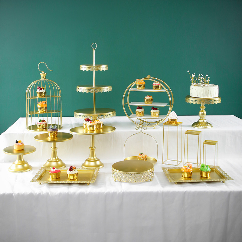 Decoración de postre europea estante de exhibición de decoración de boda bandeja de pastel de la tarde estante de refresco de té de comida fría mesa de descanso de té