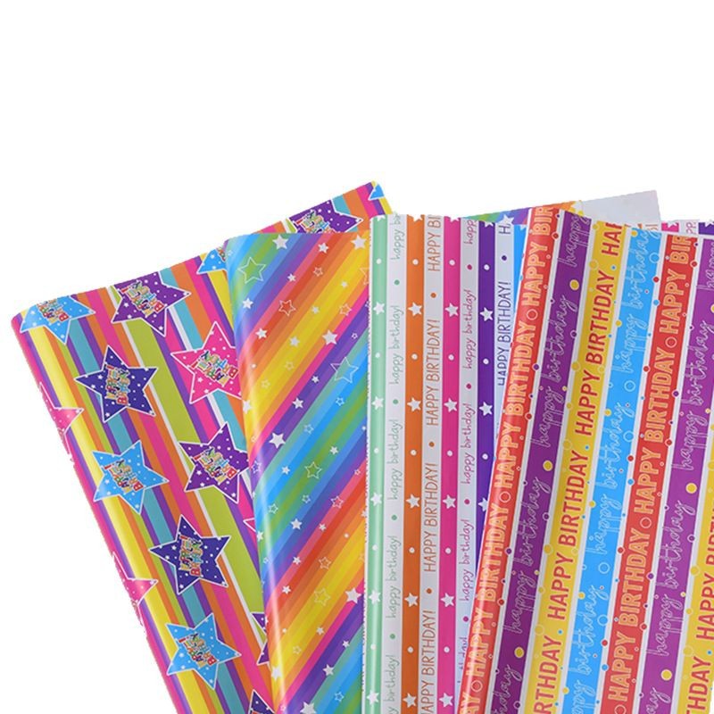 Amazon nuevas letras coloridas estrella de cinco puntas papel de regalo de cumpleaños papel de regalo de dibujos animados papel de regalo