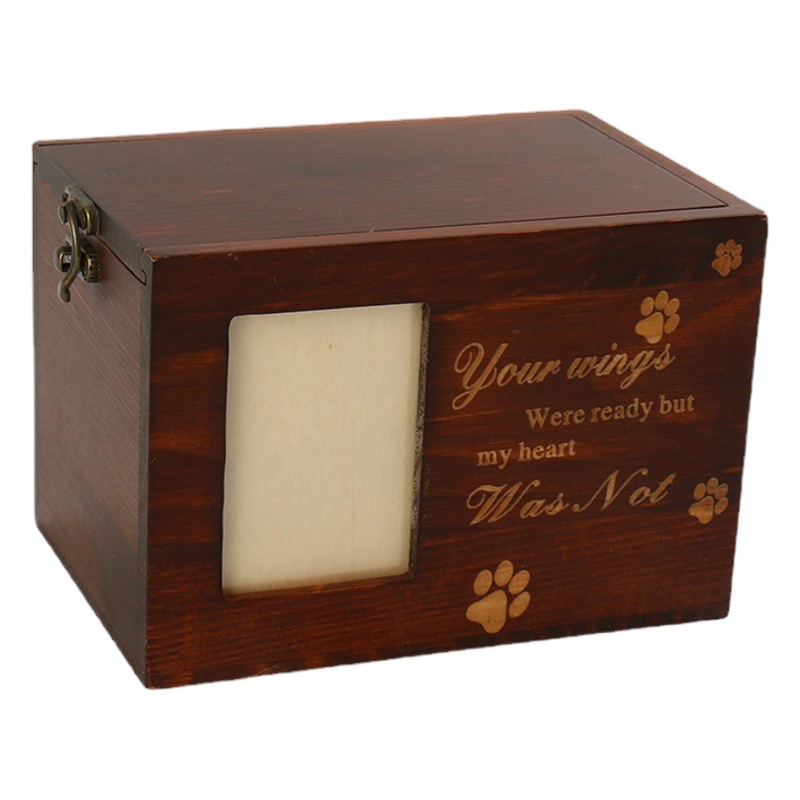 Solid Wood Pet Urn, Funeral Cat and Dog Memorial Box with Photo Frame, Cat and Dog Coffin, Wooden Pet Urn for Puppies