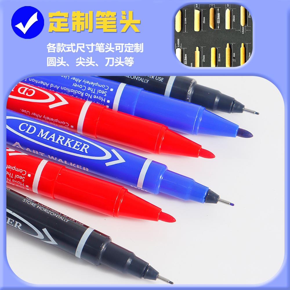 Pequeño marcador de dos cabezas personalizado aceite a base de agua marca personalizado logotipo marca personalizado fuente fábrica al por mayor