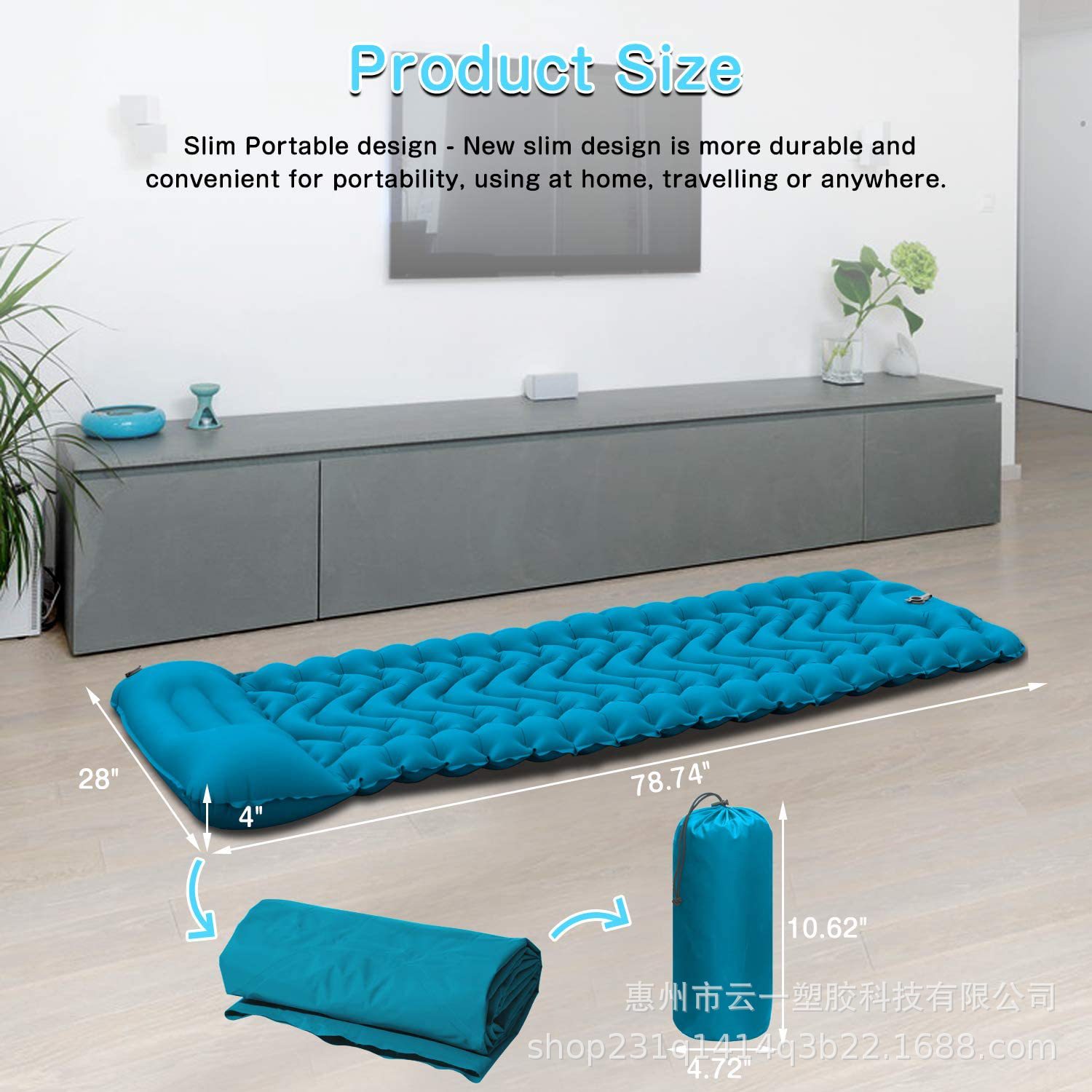 Customized Inflatable Sleeping Pad PVC with Pillow Outdoor Tent Mat Thickened Portable Storage Camping Air Mattress