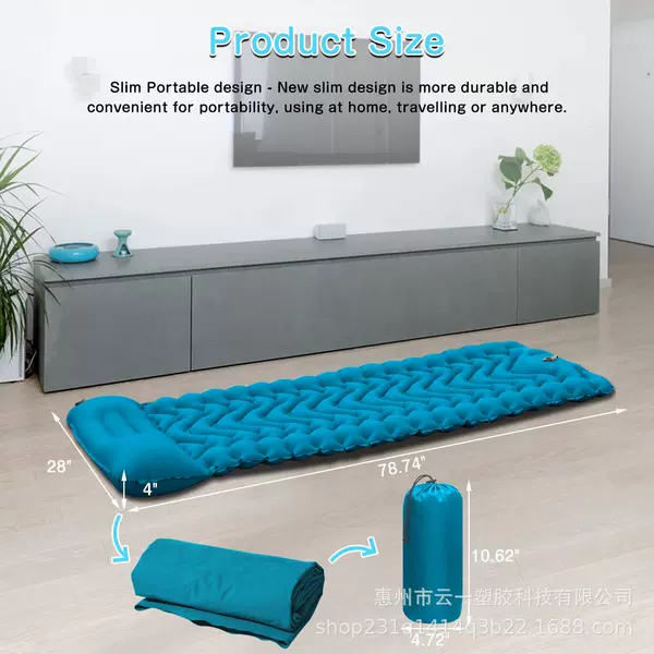 Customized Inflatable Sleeping Pad PVC with Pillow Outdoor Tent Mat Thickened Portable Storage Camping Air Mattress