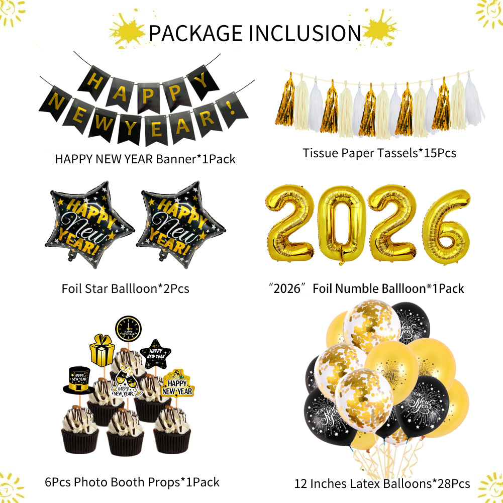Decoración de fiesta para el Año Nuevo de Amazon 2025, arreglo de globos de látex de feliz año nuevo, globos de Año Nuevo