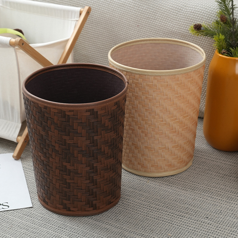 Customized Rattan-Covered Trash Can for Office, Hotel, Bedroom, Toilet, Dormitory Bedside Large-Capacity Paper Basket Customized Rattan-Covered Trash Can for Office, Hotel, Bedroom, Toilet, Dormitory Bedside Large-Capacity Paper Basket