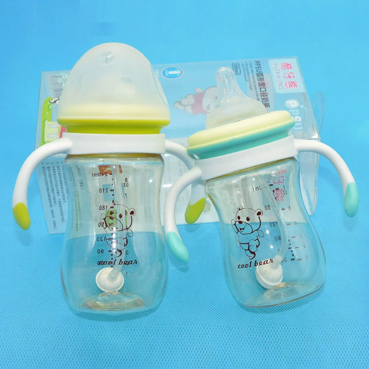 Bebés cool bear botellas PPSU botellas de paja bebés 6 meses de un año botellas de leche para niños 2 años