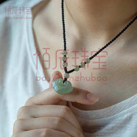 厂家批发祥云如意平安锁和田玉晴水色老料简约和田玉宝宝吊坠挂坠