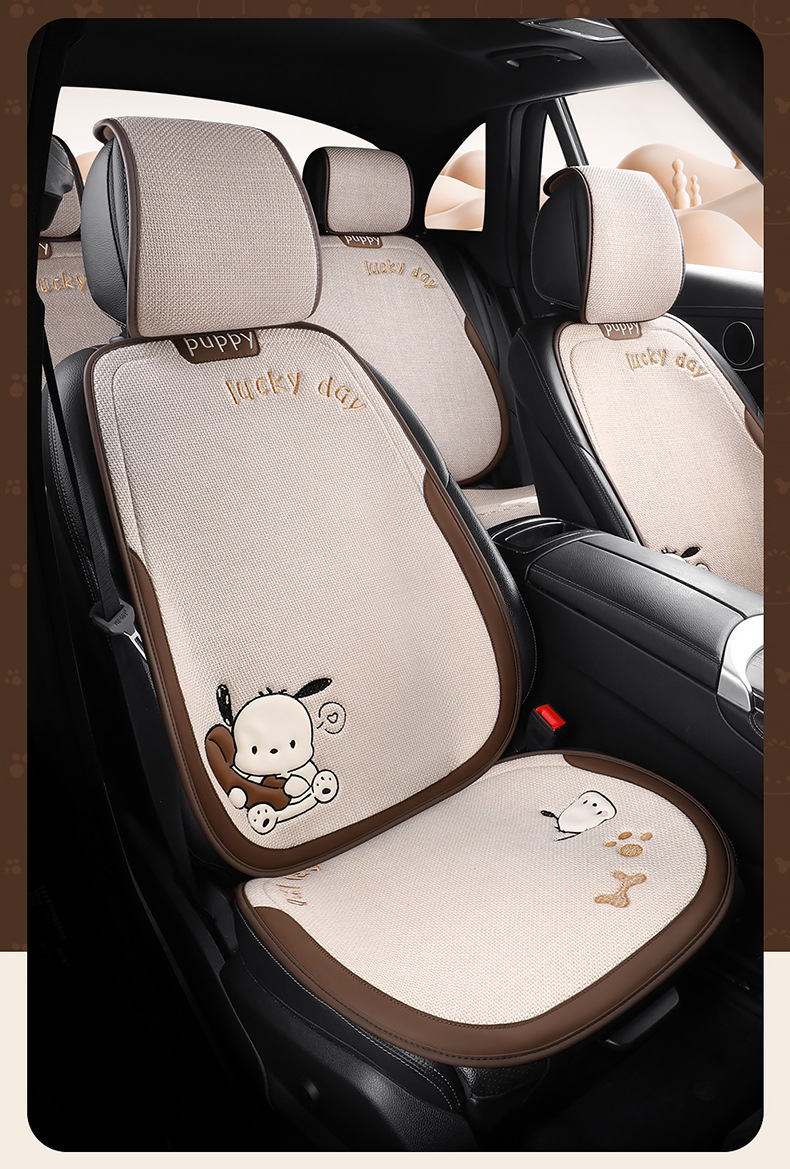 Car Seat Cushion for All Seasons, Cartoon Chunma Rear Three-Piece Car Seat Cushion, New Breathable Half-Pack Seat Cover for Women