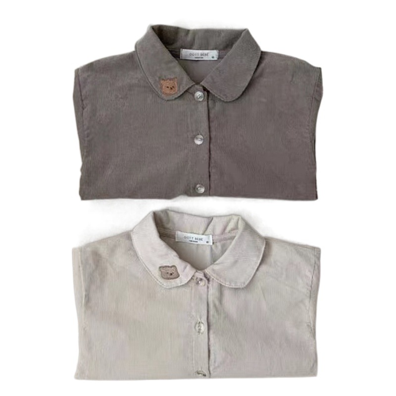 Estilo coreano ins infantil ropa de los niños simple estilo occidental oso solapa camisa bebé otoño superior