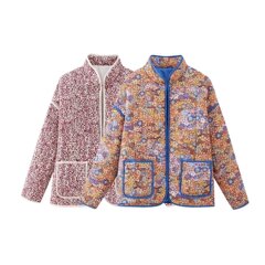 23種類のCC欧米風秋冬の新商品の小さい花のゆったりしたキルティングは厚くて暖かい綿入れのコートの女性を厚くして色をプラスします。