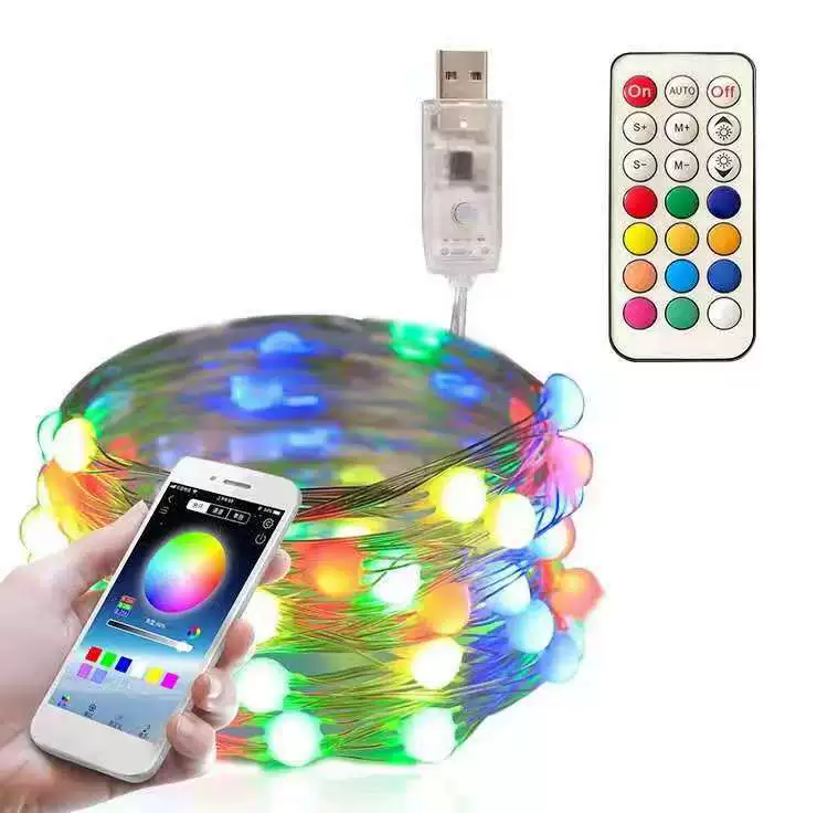 RGB медная проволочная гирлянда, текущее трехпроводная RGB, 5 В USB, много режимов (варианты 5–20 м)