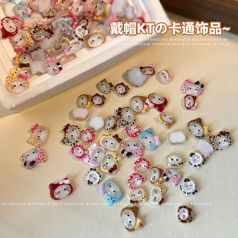 Cartoon Leopard Print Tk Cat Nail Art Accessories Little Red Book Popular Autumn and Winter Hooded Big Head Kt Cat Wearable Nail Decoration Accessories Cartoon Leopard Print Tk Cat Nail Art Accessories Little Red Book Popular Autumn and Winter Hooded Big Head Kt Cat Wearable Nail Decoration Accessories