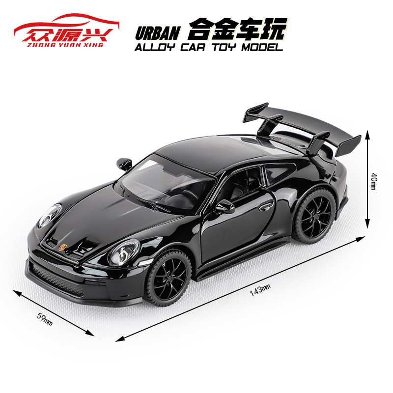 Zhongyuan xinghejin modelo de coche 1:32 tiempo garantizado 911 GT3 coche deportivo con sonido y luz Tire hacia atrás coche de juguete modelo de música adornos