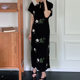 Spring New Chinese-style Cotton Silk Short-sleeved Buckle Nightgown National Style Floral Cheongsam High-end Goddess Style Tight Waist dress