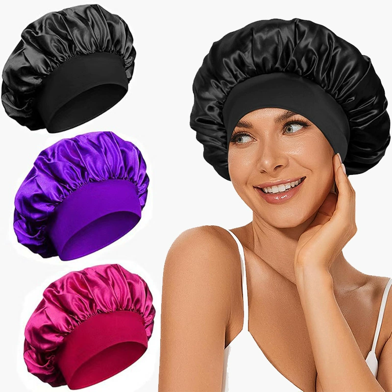 Трансграничные поставки эластичные широкополые круглые шапки однотонные искусственные шелковые шапки для сна Салон красоты Салон шапка для химиотерапии шапка