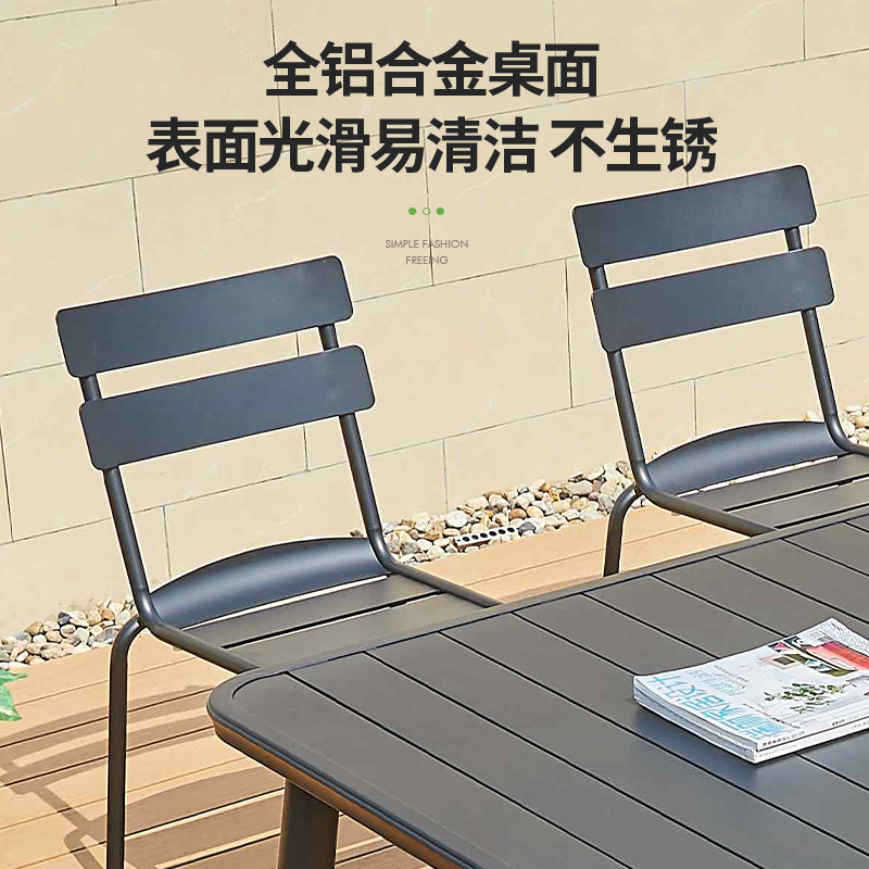 Mesas y sillas para exteriores, combinación de mesa de centro sencilla para ocio al aire libre, mesas y sillas de aleación de aluminio impermeables y resistentes al sol para jardín y patio al aire libre image 3