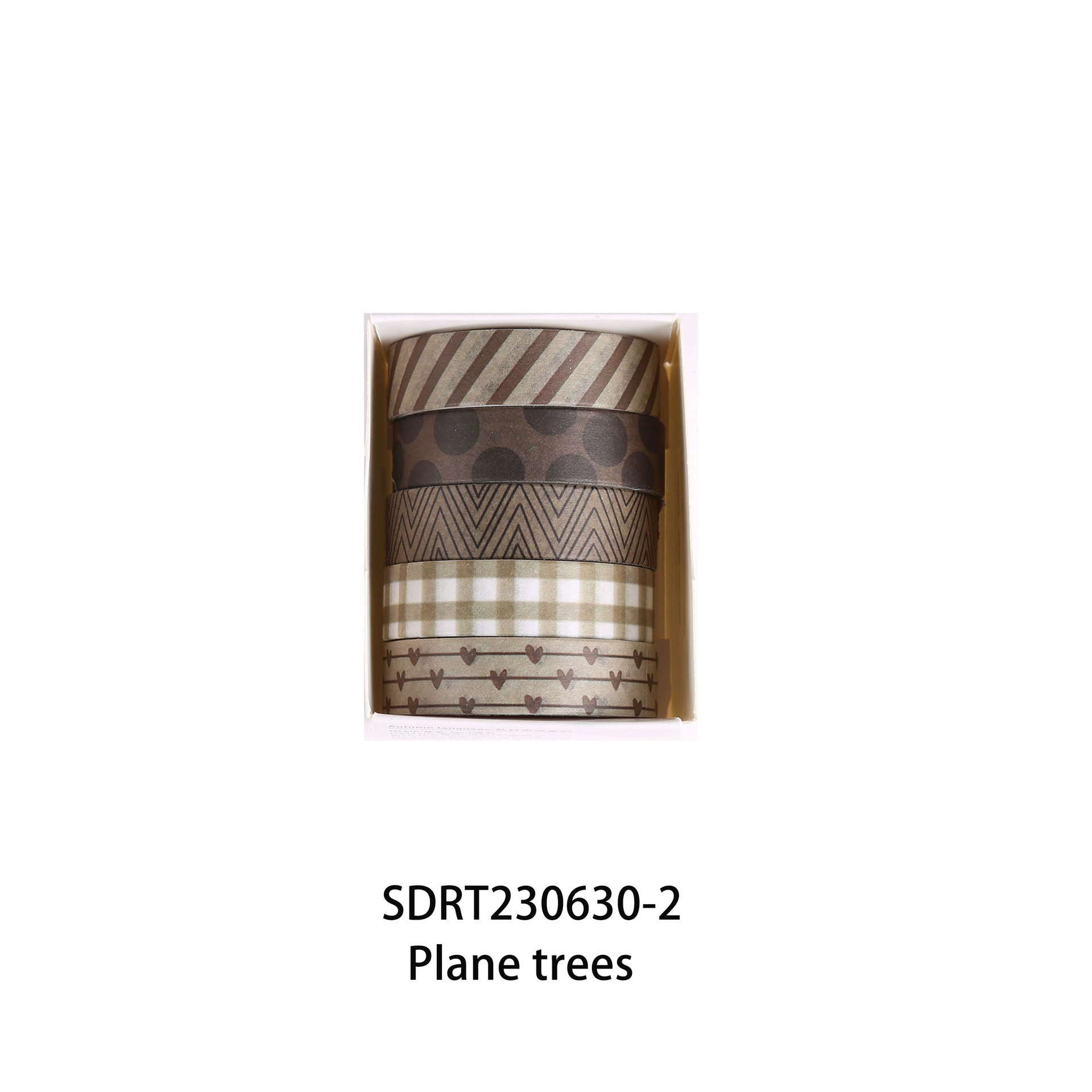 Washi tape set Mori Mori, 1 cm × 2 m 5‑rolls, retro decorative patterns