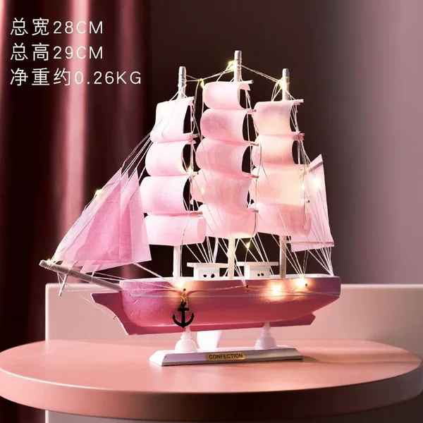 ╦Pink 29cm extra large sailboat + light cord + box