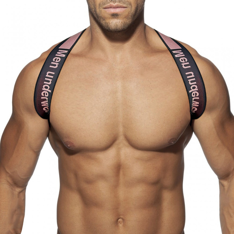 Temu New Men's Shoulder Straps Cross-Border Universal Letter Chest Straps Sexy Sports Shoulder Straps for Men Mp98