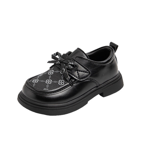 New Spring and Autumn Winter Fleece Black Leather Shoes College Style Student Cotton Shoes British Warm Princess Gender-Free Children's Shoes