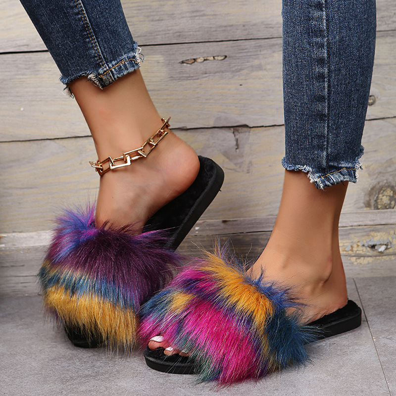 Color Furry Slippers NSKJX104269