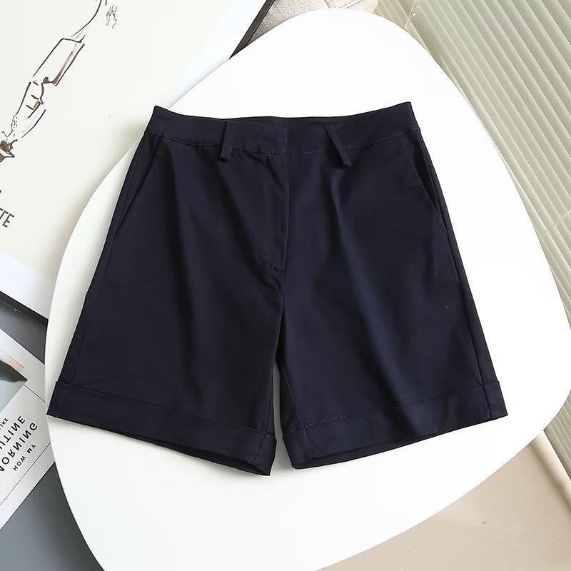 BM & MD & ZA Summer New Women's Joker Casual High Waist Straight Leg Pants Loose Cotton Bermuda Shorts