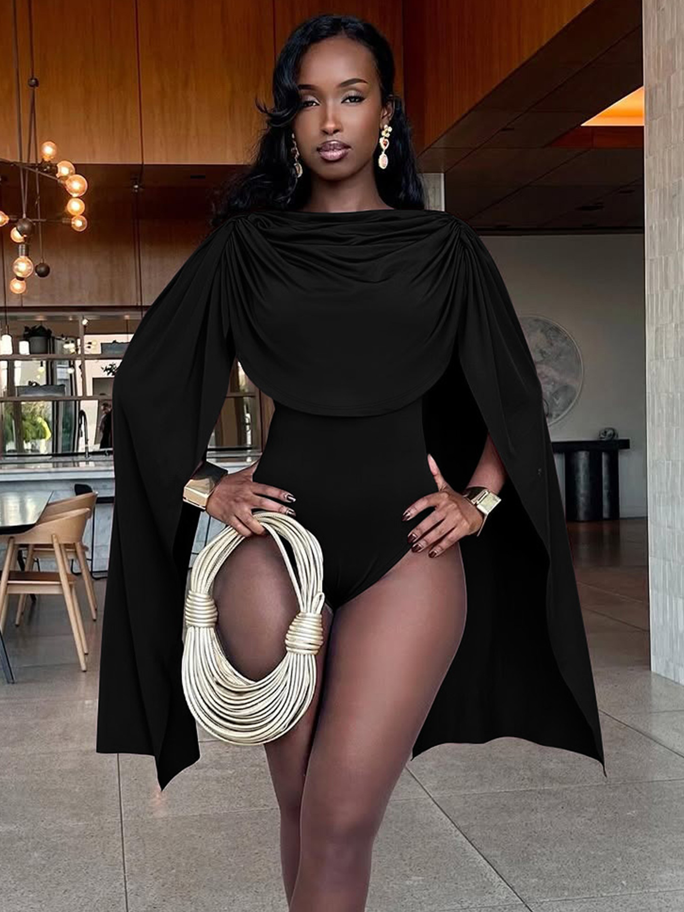 Women's High Waist Bodysuit Elegant Solid Colour Jumpsuit Romper_voghion.com