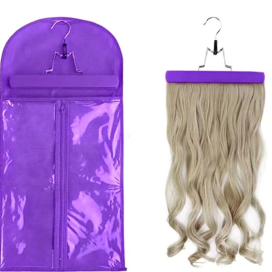 Cross-border wig bag wig piece storage bag zipper wig dust bag packaging bag with hanger in stock can be printed