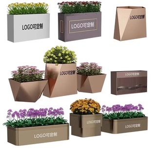 Outdoor wrought iron stainless steel flower box outdoor pendulum planting box partition fence square courtyard flower bed commercial street flower trough