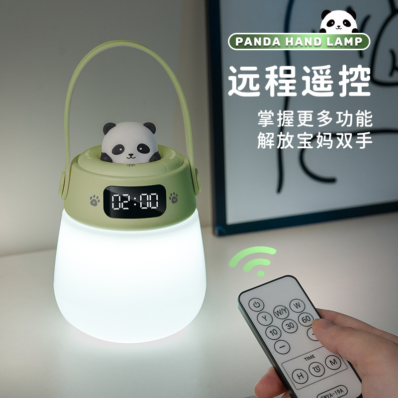 ポータブルクロックナイトライト家庭用タイマー可能USB充電リモコン調光雰囲気ライト三段色光タッチライト|undefined