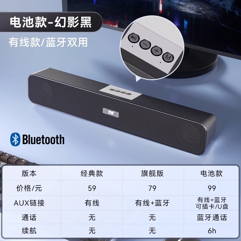 索愛A6コンピュータオーディオデスクトップ家庭用ノートパソコンデスクトップ有線bluetoothスピーカーマイク重サブウーファ|undefined