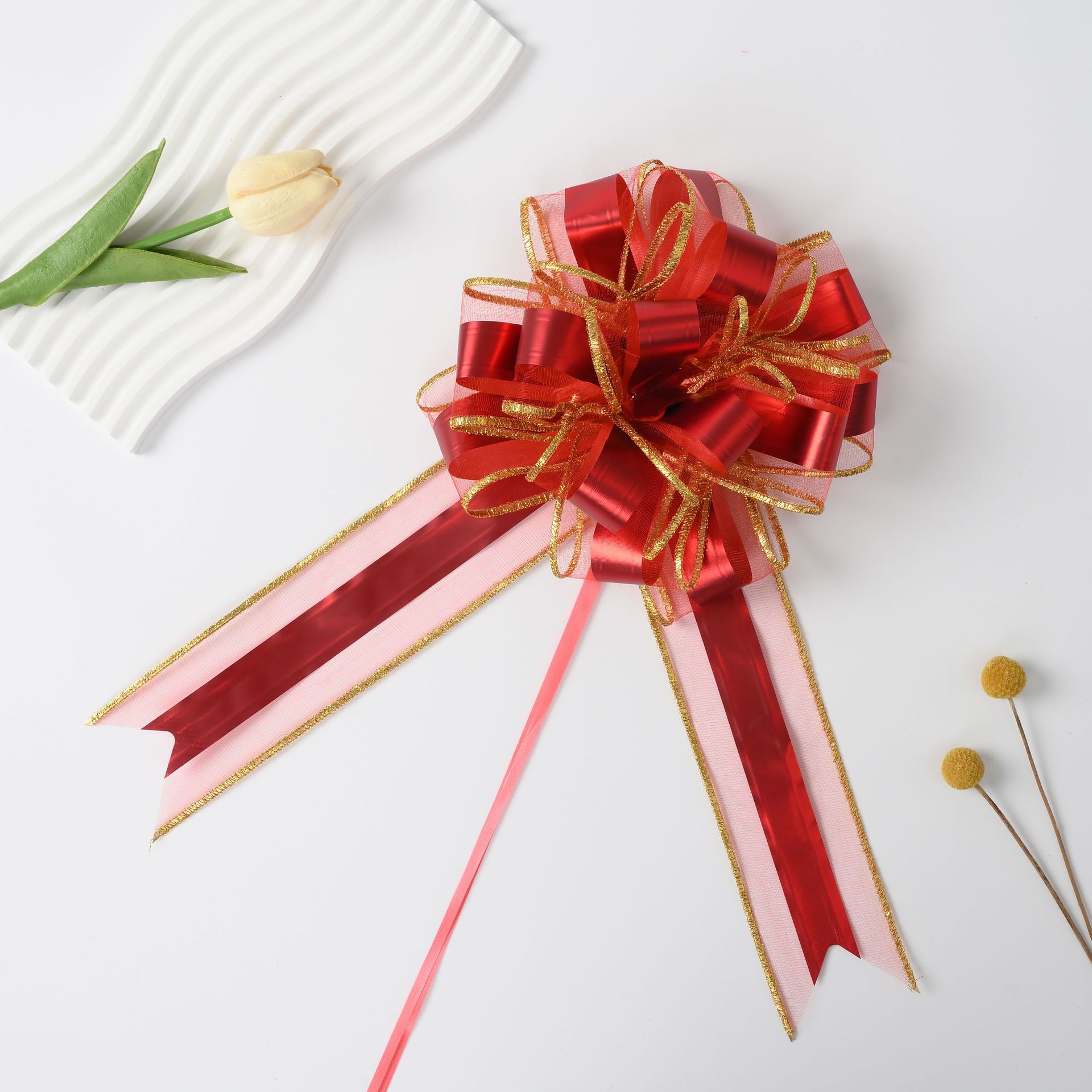 Transfronterizo 64mm supergrande tela de nieve chapada en dorado flor de mano suele / confesión / decoración de eventos de automóviles de boda mate flor de dibujo