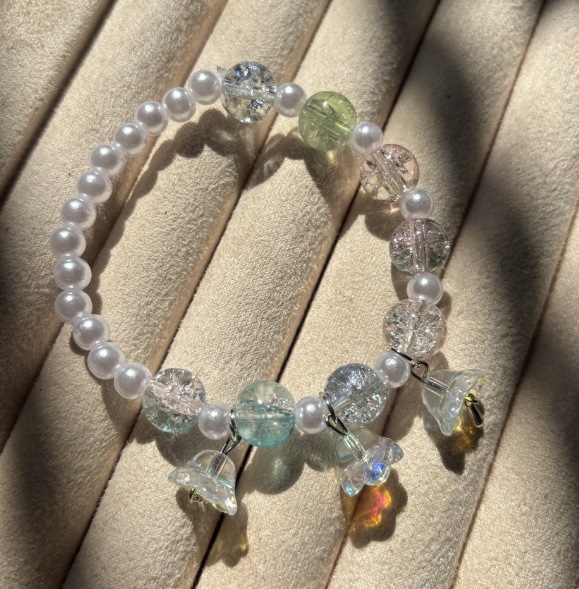 Pulsera de perlas de colores mixtos, arroz de nieve y lirio de los valles #SZ1504
